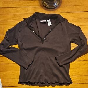 Bill Blass Knit Pullover Velvet Collar Petite Med